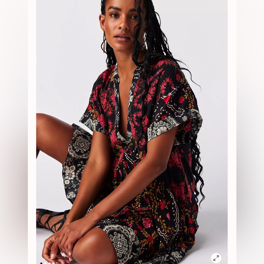 Free People Printed Agnes Ruffles Mini Dress